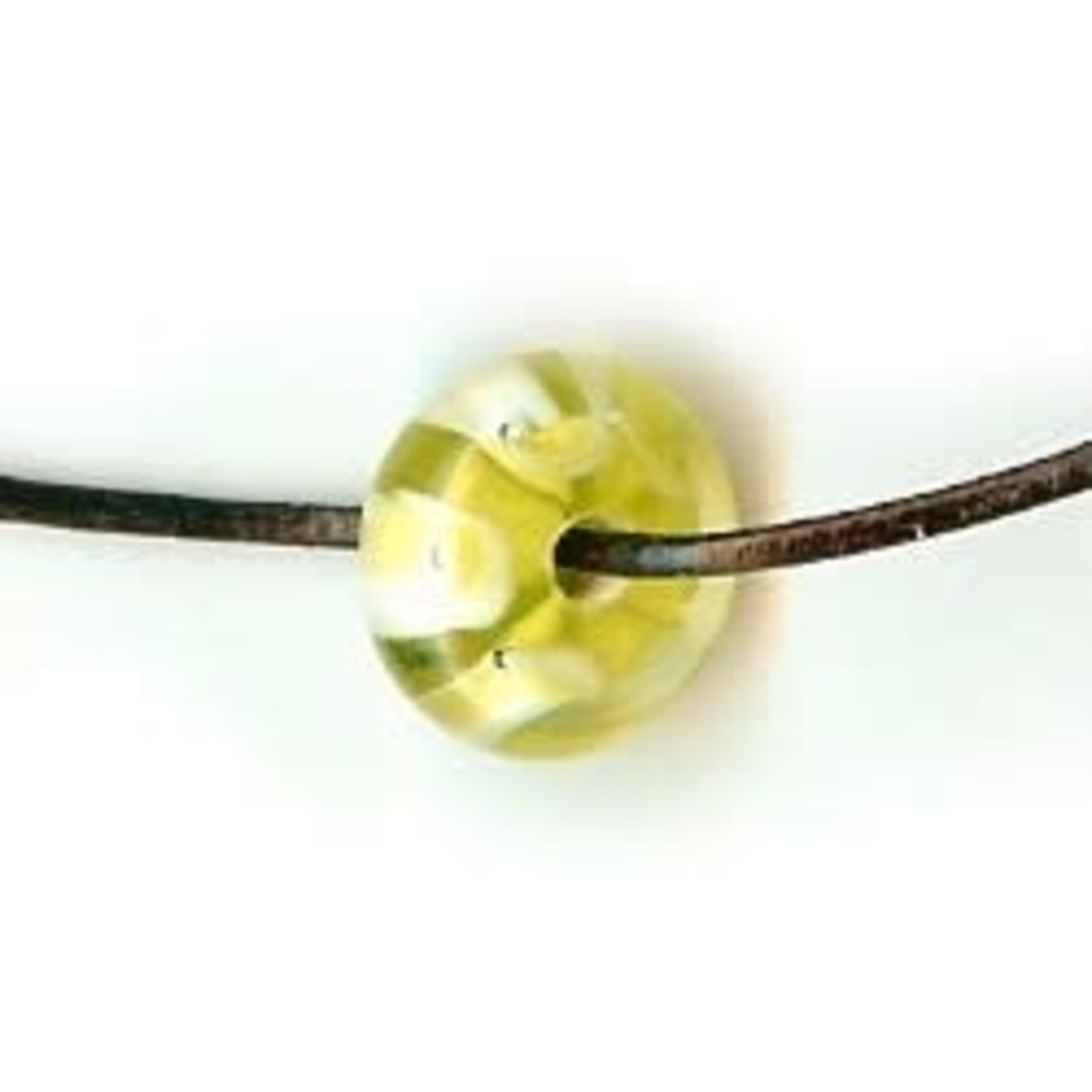 Lime Green Rondelle Lampwork Glass Bead