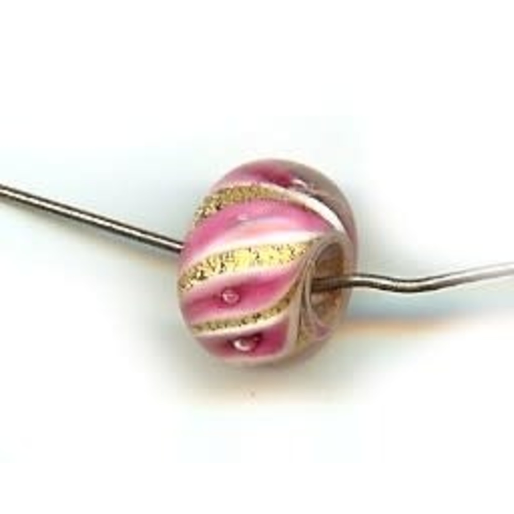 Pink Gold 12x8mm Rondelle Lampwork Glass Bead