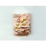 Porcelain Bead Yellow Flowers on Pink