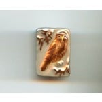 Porcelain Bead Owl on Gray Background - Small