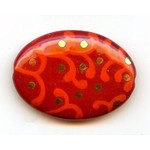 Porcelain Bead Red with Orange Oval Lg