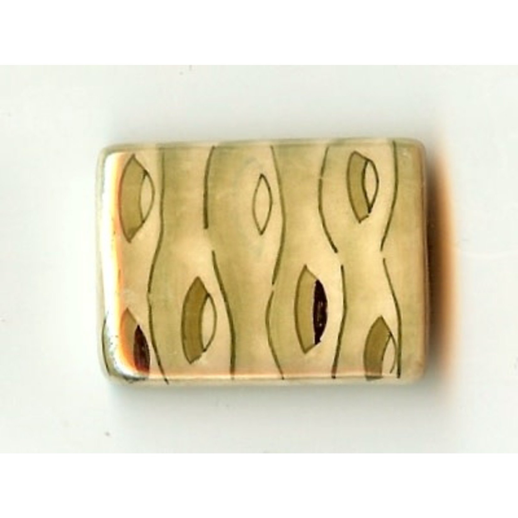 Porcelain Bead Green Rectangle Large