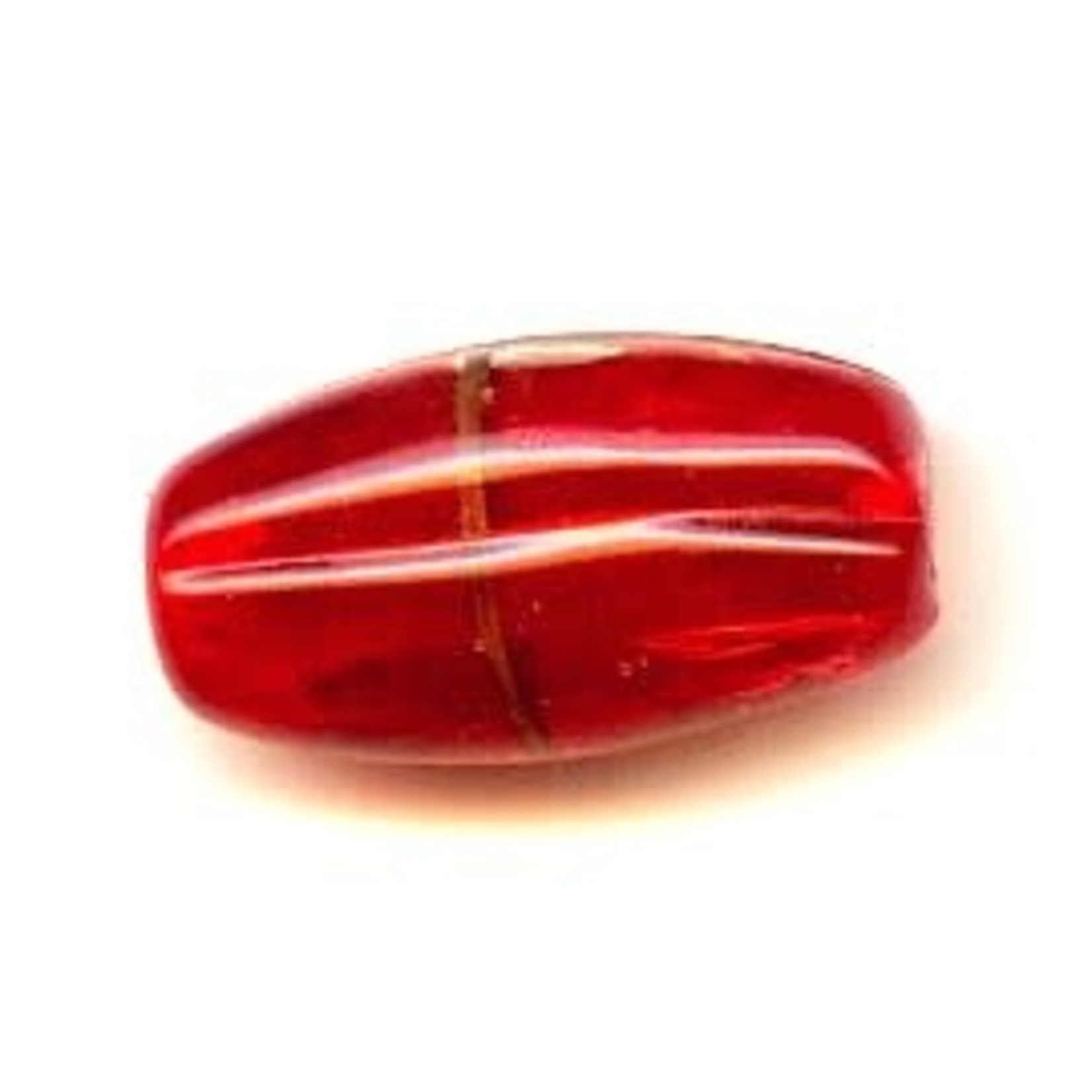 Red Oval w/ Gold Stripe Lampwork Glass Bead