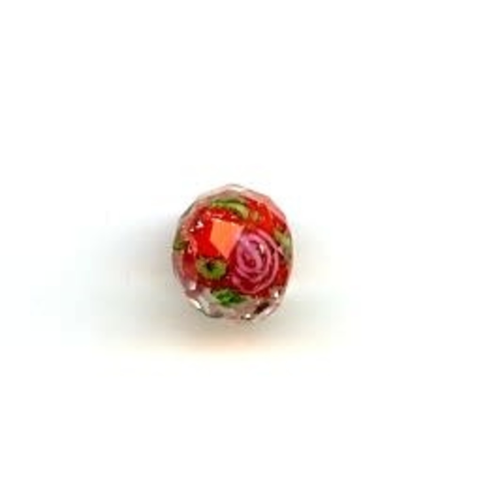 Red Rose Faceted Lampwork Glass 6x10mm Bead