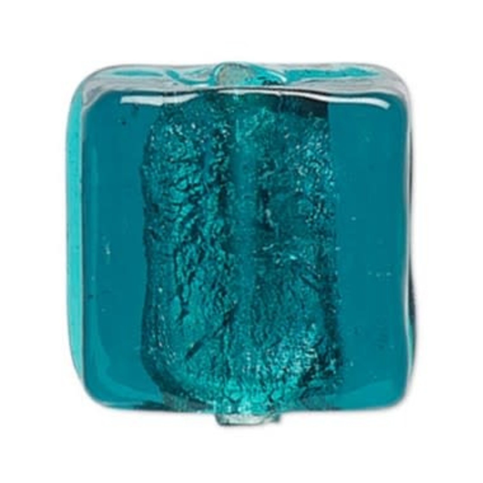 Teal Square Glass Bead