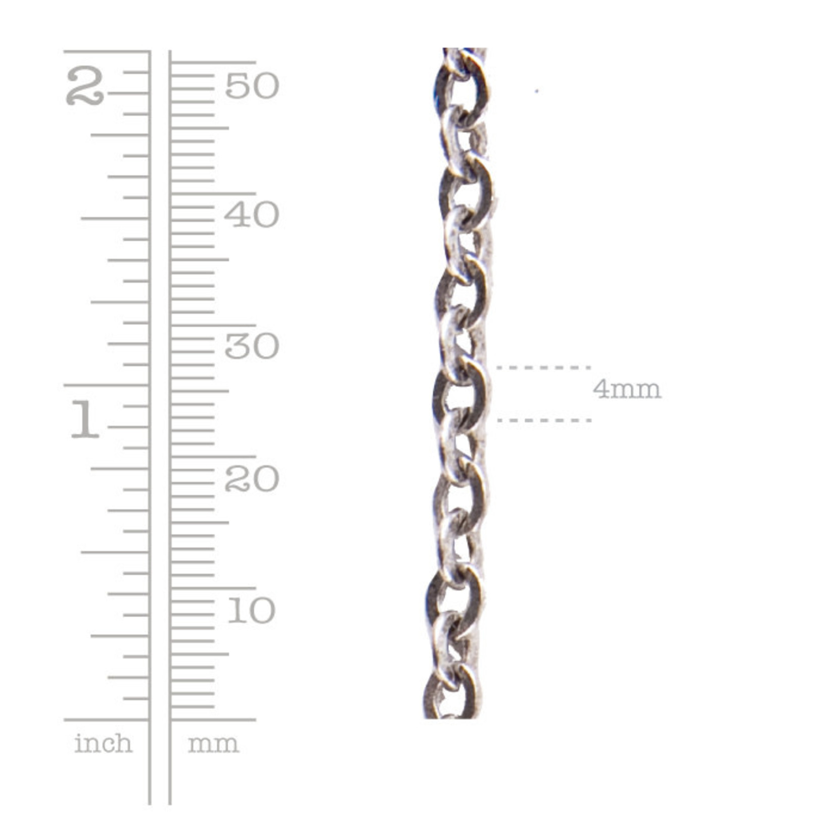 Nunn Design Small Hammered Flat Cable Chain - Antique Silver Plated