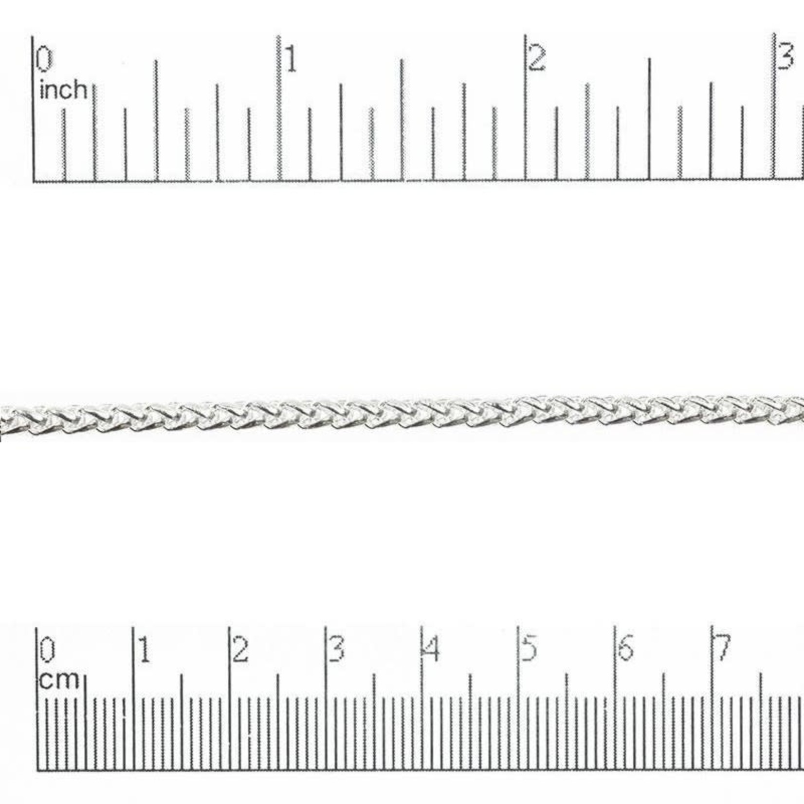 Silver Plated  3mm Wheat Byzantine Chain - 1 Inch