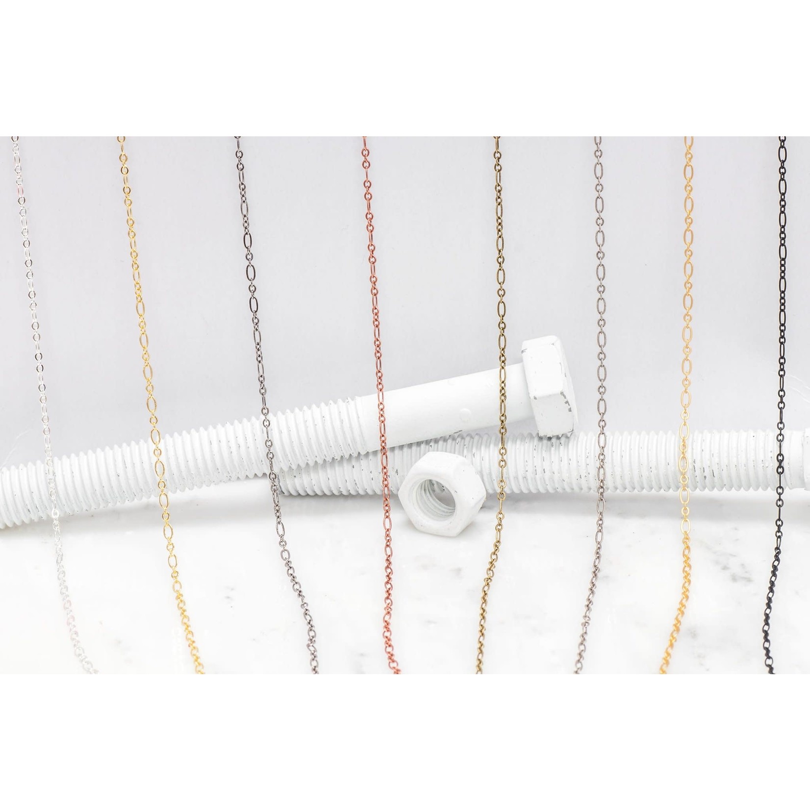 Long & Short Fine Chain - Antique Copper Plated  4 x 2mm