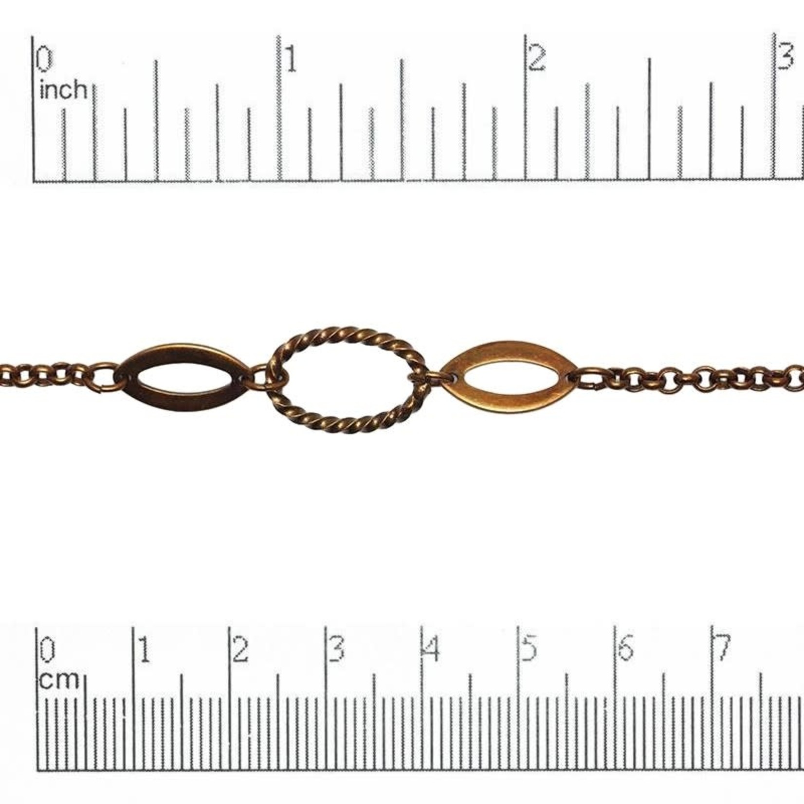 Oval Twisted Link Chain - Antique Copper Plated
