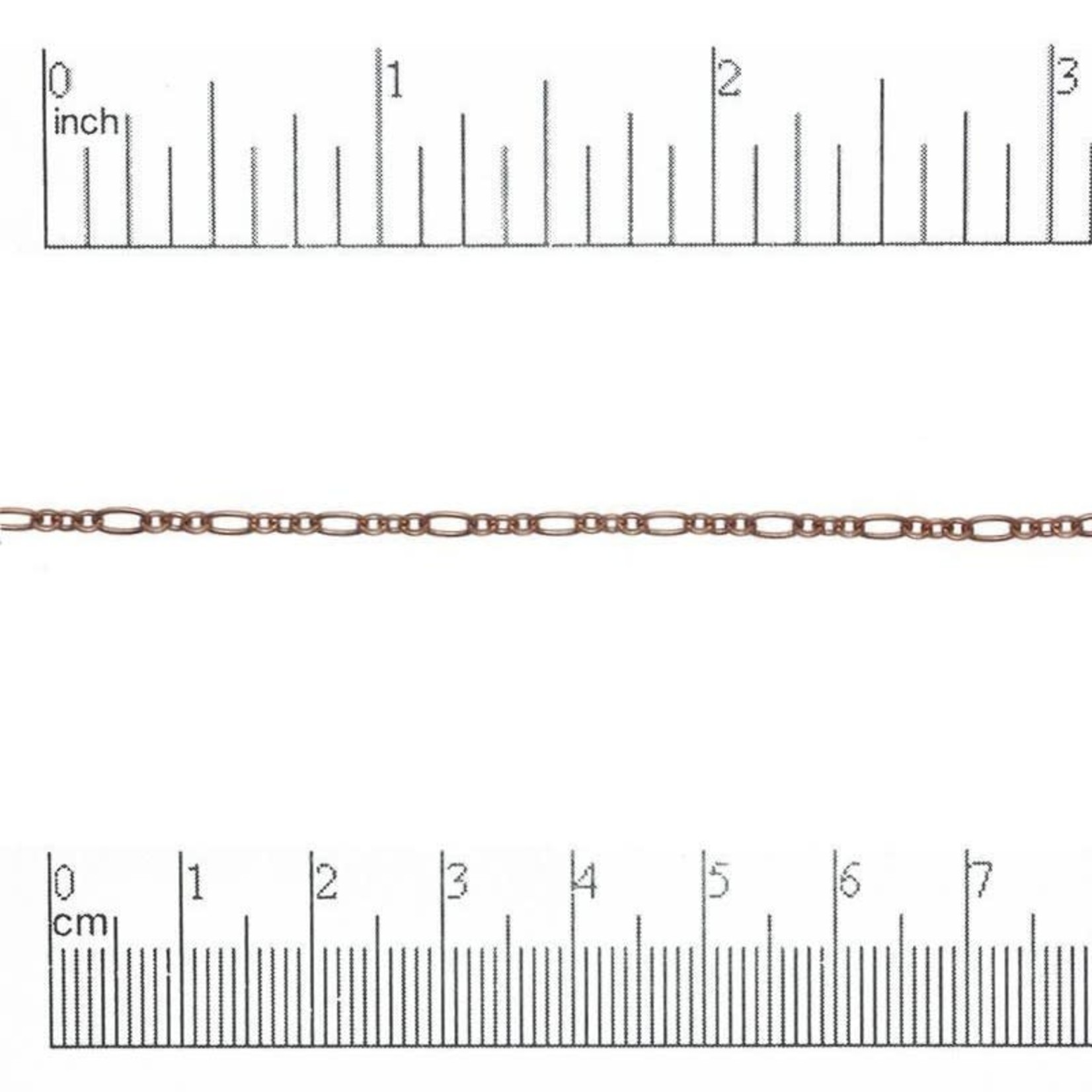 Long & Short Fine Chain - Antique Copper Plated  4 x 2mm