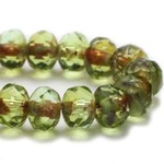 Czech Glass Rondelle 5X3mm Topaz Silver Wash Rondelle Bead Strand