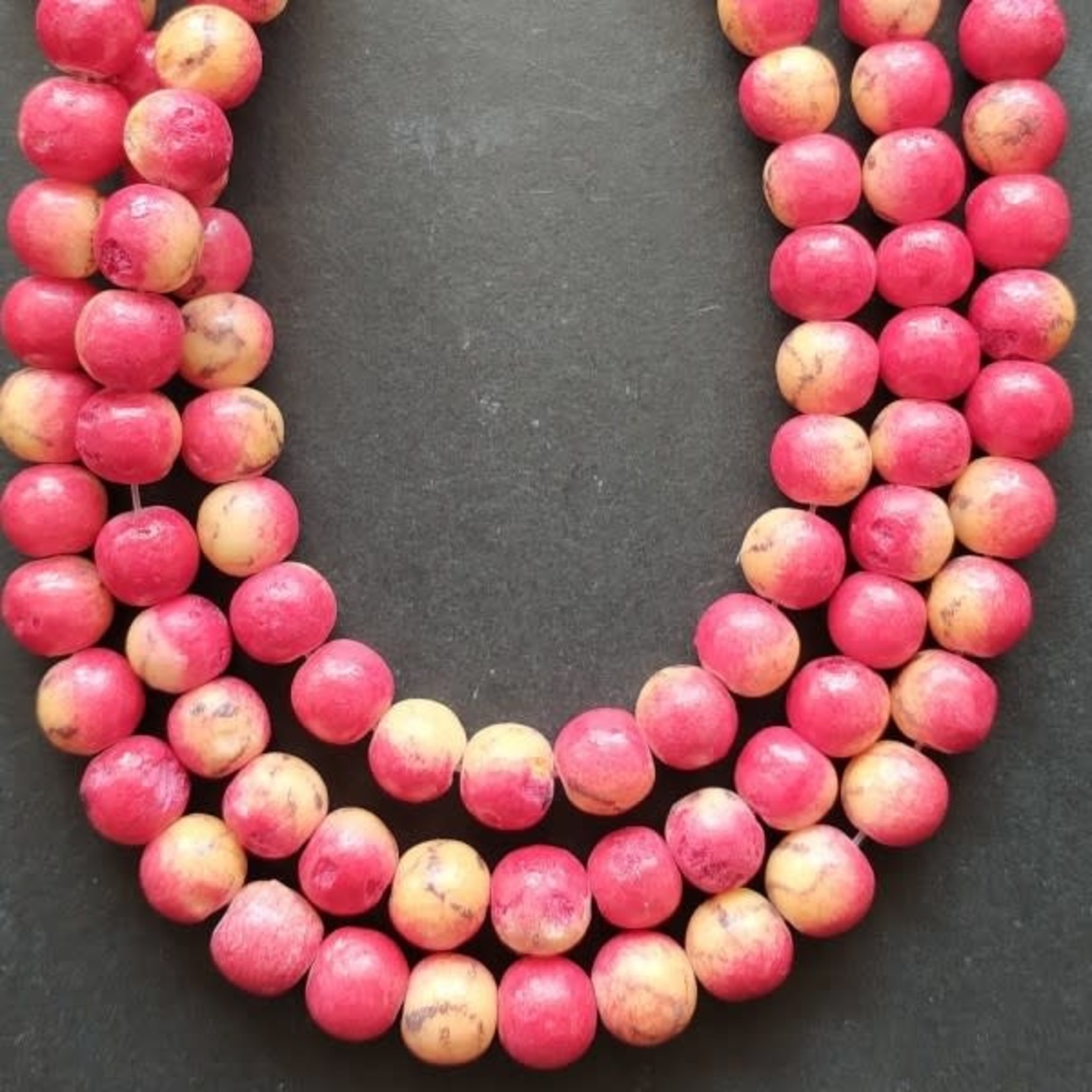 Limestone apple coral 10mm Bead Strand