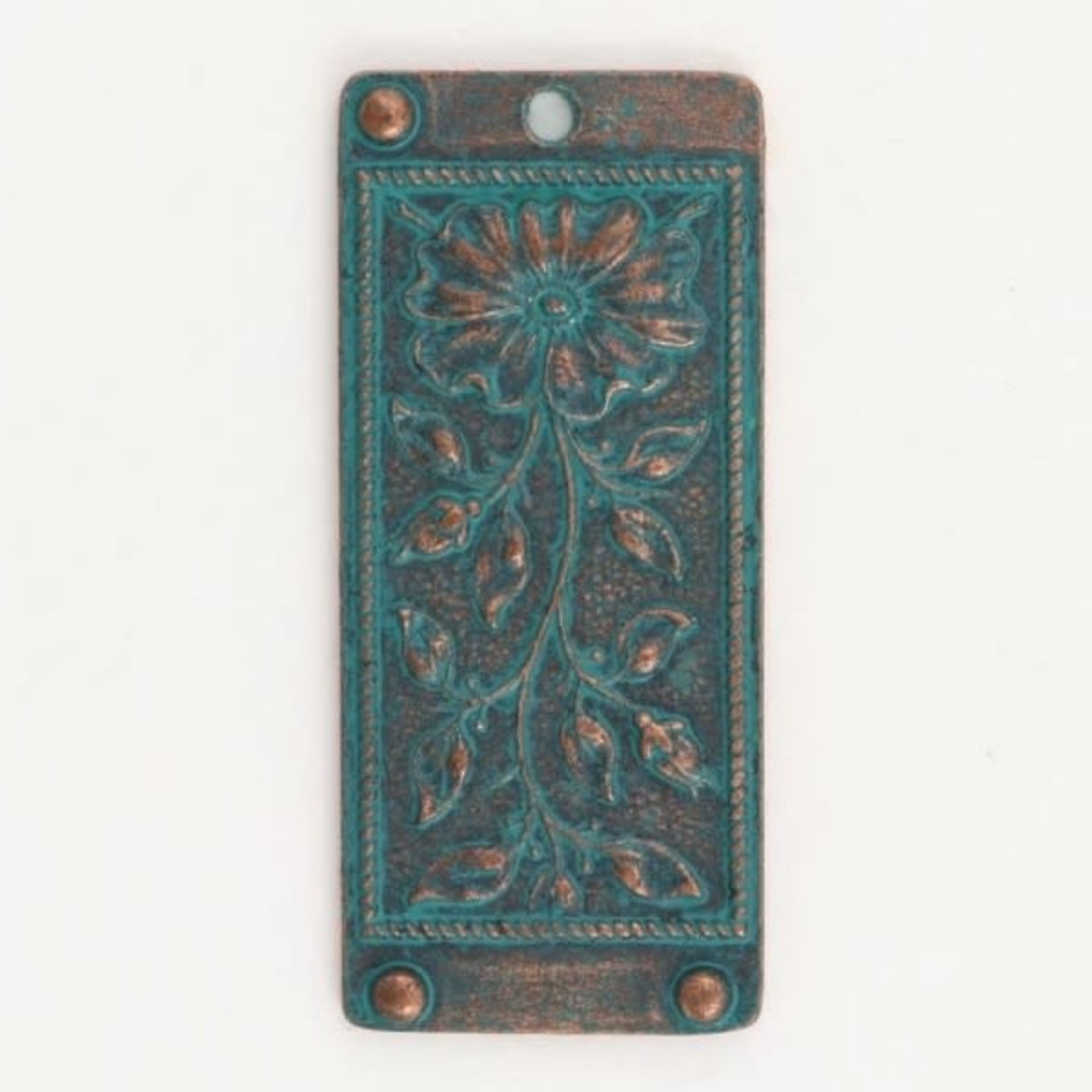 Vintaj Vintaj Floral Tapestry Pendant - Antique Copper Verdigris