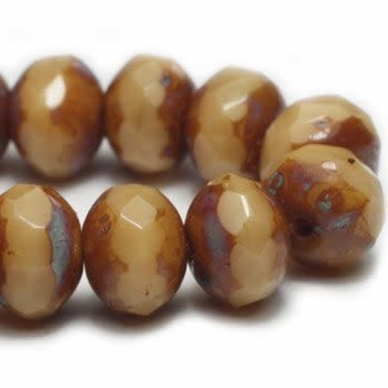 Czech Glass Rondelle 7x5mm Beige Bead Strand