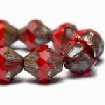 Czech Glass Baroque Bicone Red 11x10mm Bead