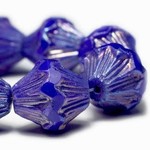 Czech Glass Baroque Bicone 13X11 Indigo Blue Bead Strand