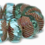 Czech Glass Wavy Rondelle Aqua Bead Strand