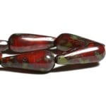 Czech Glass Dangle Red Picasso Bead Strand