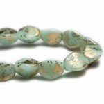 Czech Glass Pinch Beads 5mm Turquoise Gold Bead Strand
