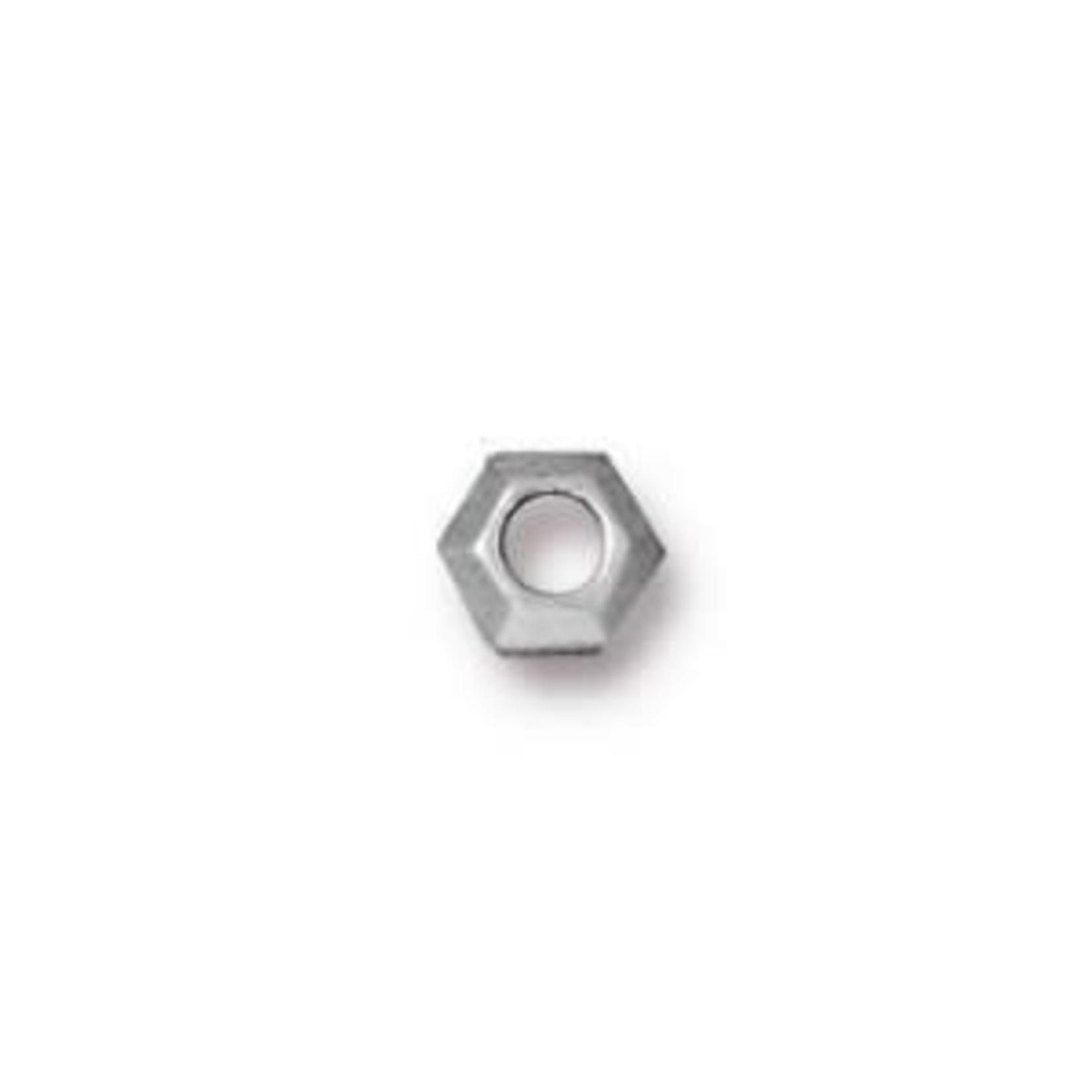 Faceted Hexagon 5mm Large Hole Spacer Bead Antique Silver