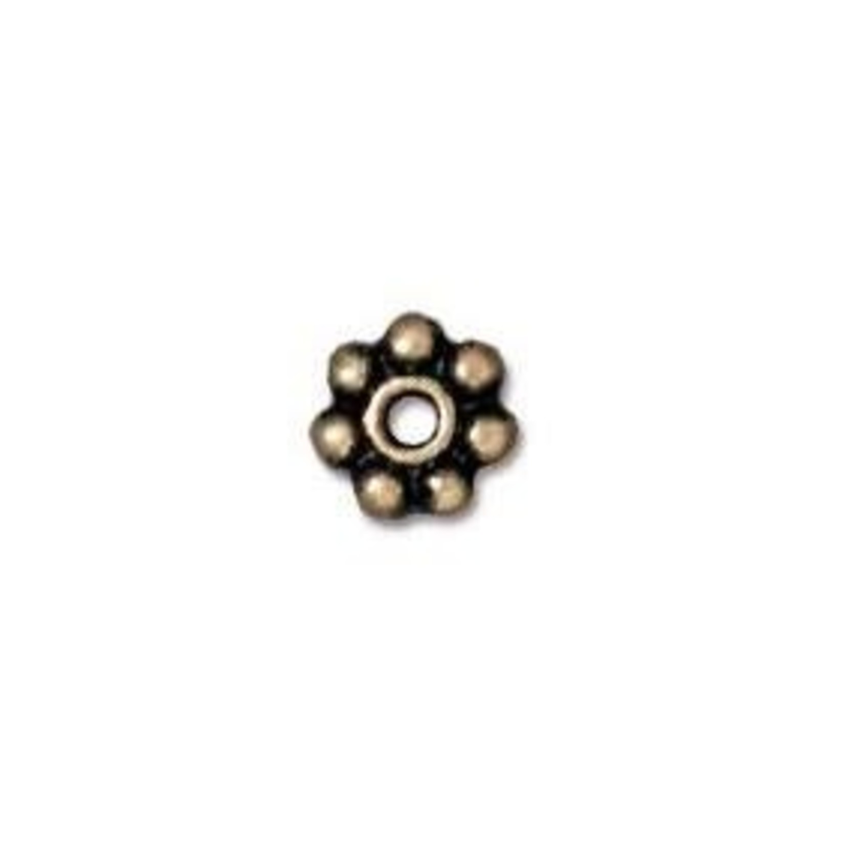 Beaded  4mm Daisy Spacer Bead Brass Oxide Plated - Single