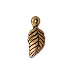 TierraCast Tierracast Antique Gold Plated Birch Leaf Charm