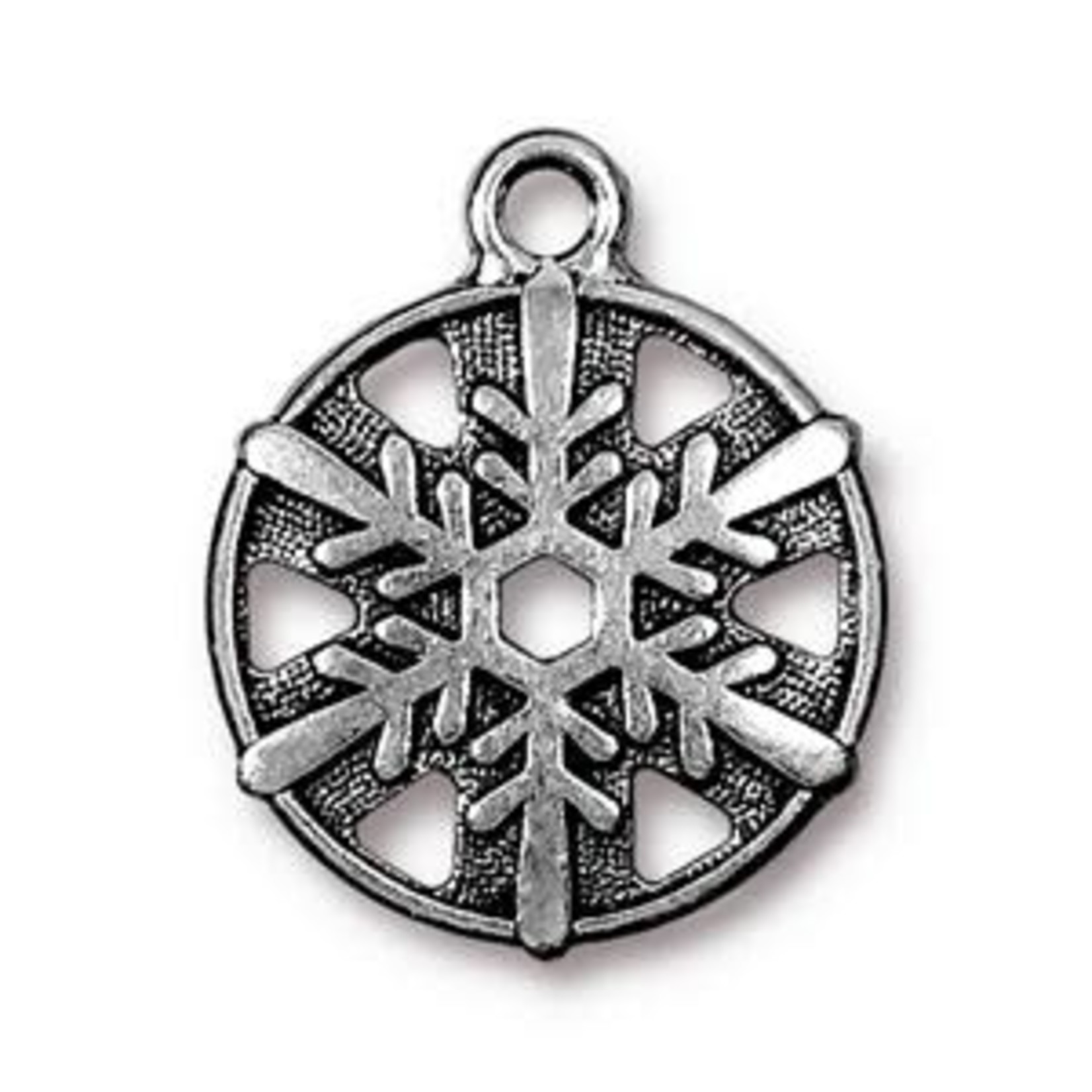 TierraCast Snowflake 3/4" Drop - Antique Silver Plated