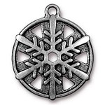 TierraCast Snowflake 1" Drop - Antique Silver Plated
