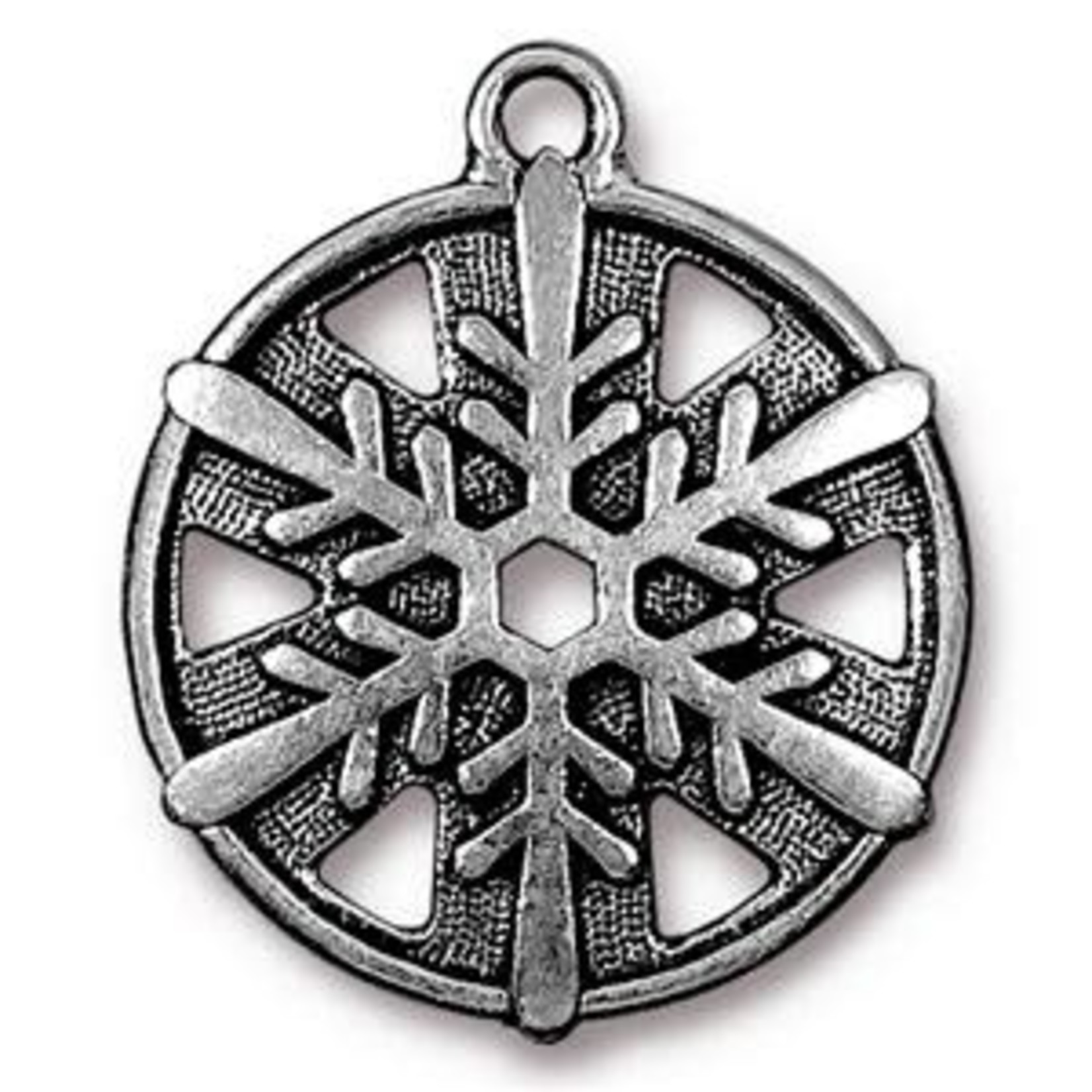 TierraCast Snowflake 1" Drop - Antique Silver Plated