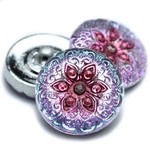 Czech Glass Button 18mm Arabian Star Pink/Magenta/Purple