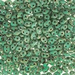 Miniduo 2x4mm Turquoise Green Picasso Seed Beads