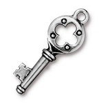 TierraCast Tierracast Antique SIlver Plated Quatrefoil Key Charm