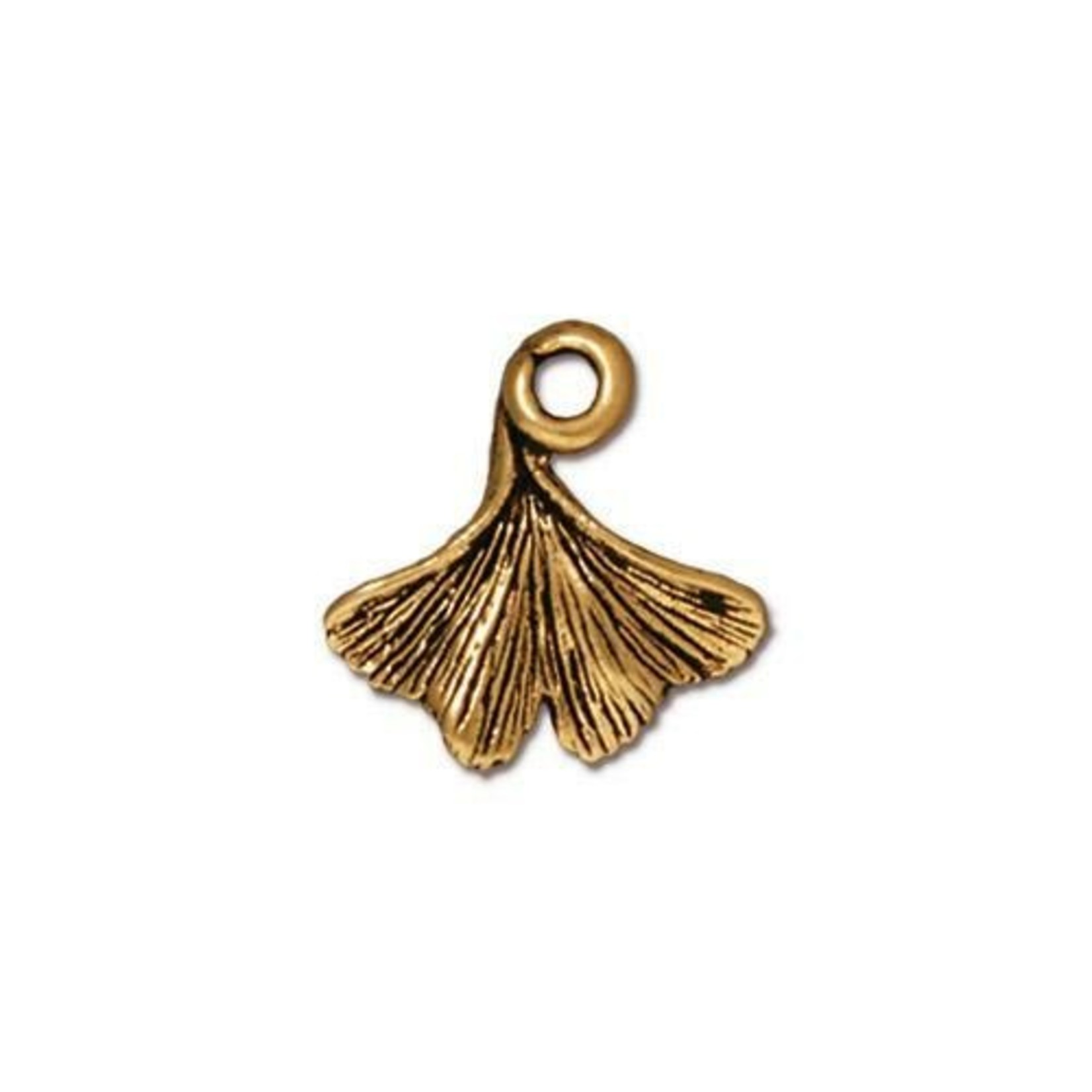 TierraCast Ginkgo Leaf - Antique Gold Plated Charm