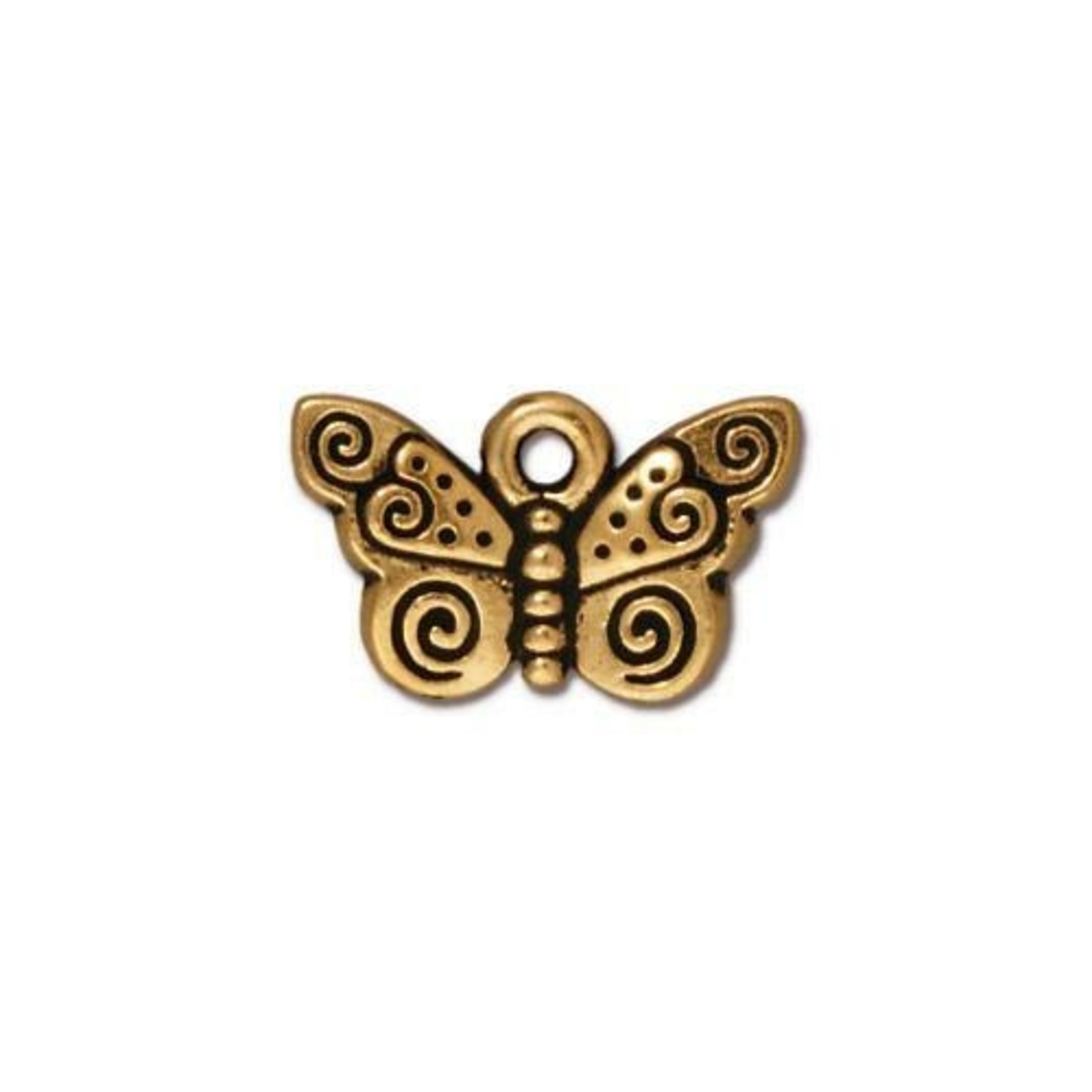 TierraCast Tierracast Antique Gold Plated Spiral Butterfly Charm