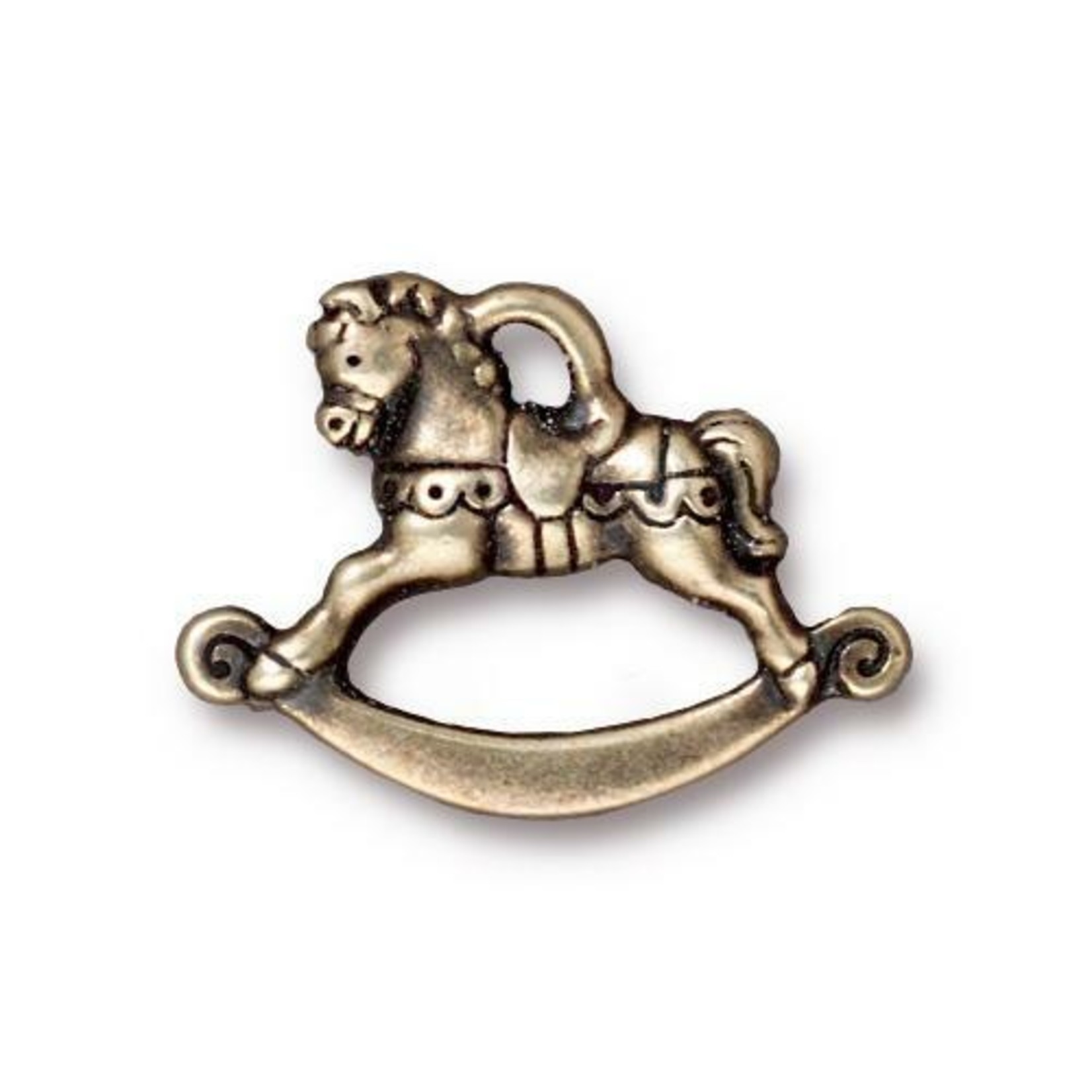 TierraCast Rocking Horse Charm - Antique Brass Plated