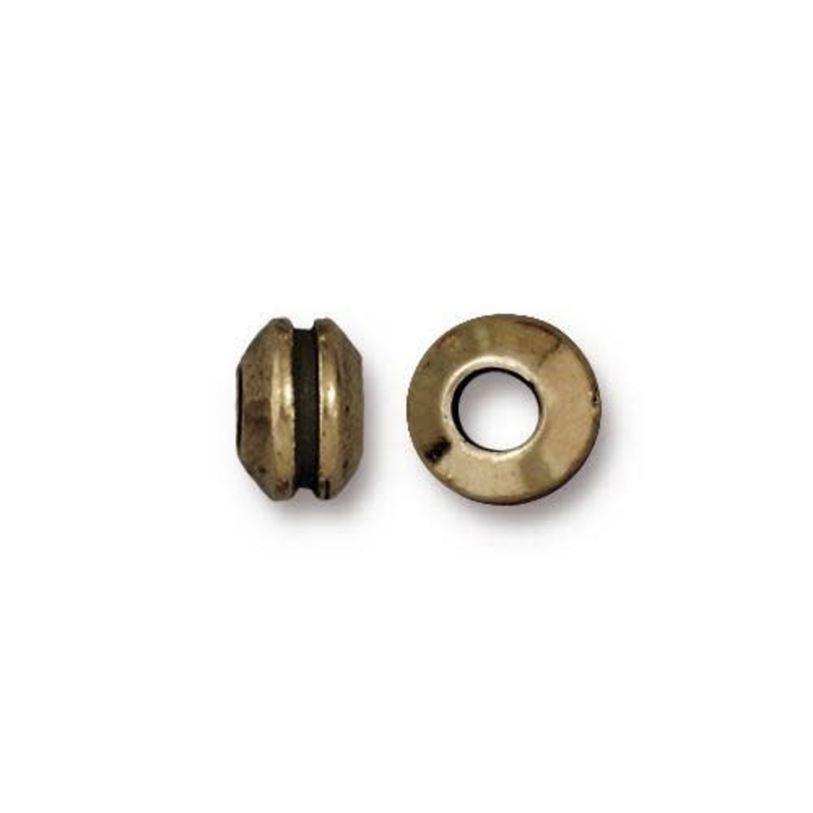 TierraCast Grooved Large Hole 8mm Bead Oxidized Brass Plated