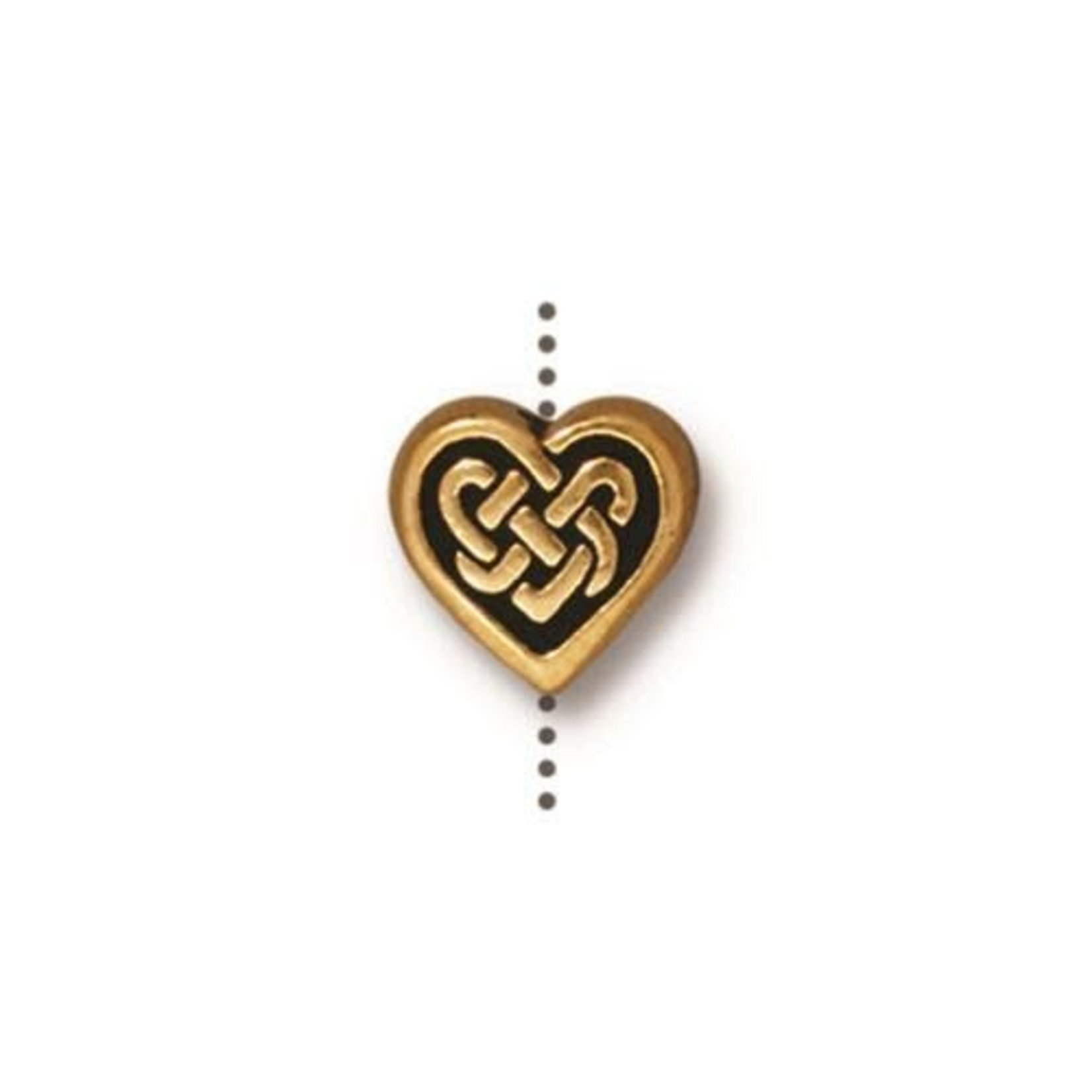 TierraCast Celtic Heart Antique Gold Plated Bead