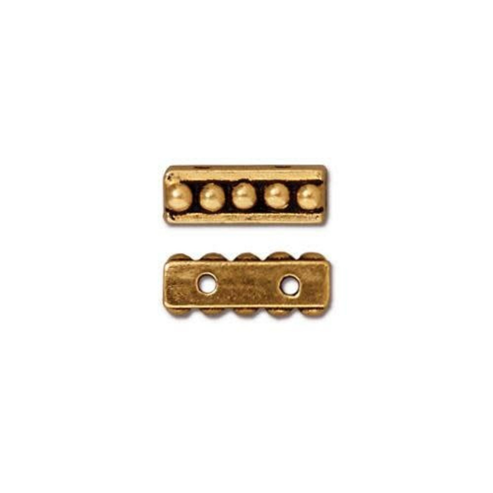 TierraCast Tierracast Antique Gold Plated Beaded 2-hole Link Spacer