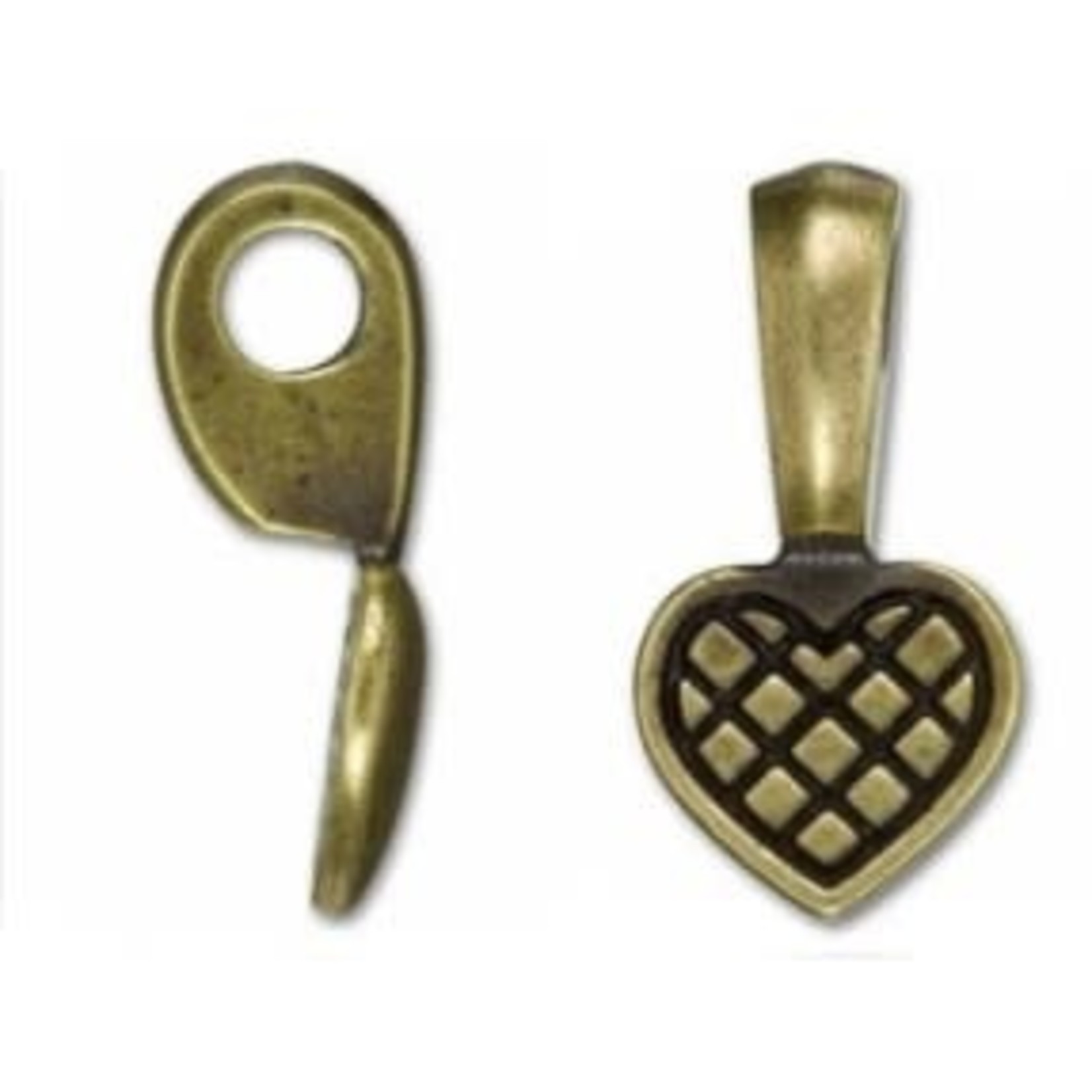 TierraCast Tierracast Oxidized Brass Plated Glue-on Heart Pad Bail