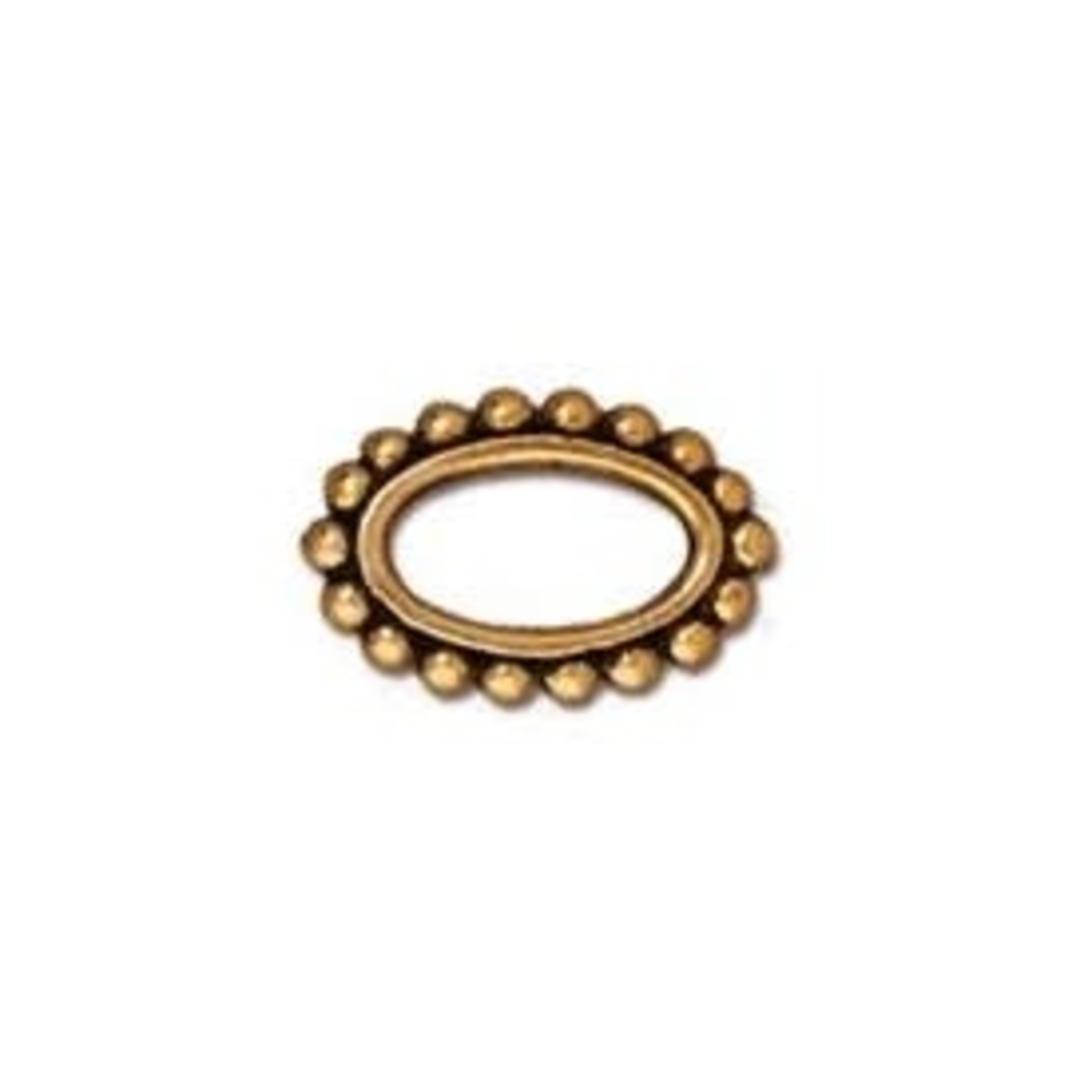 TierraCast Oval Beaded Ring - Antique Gold Plated