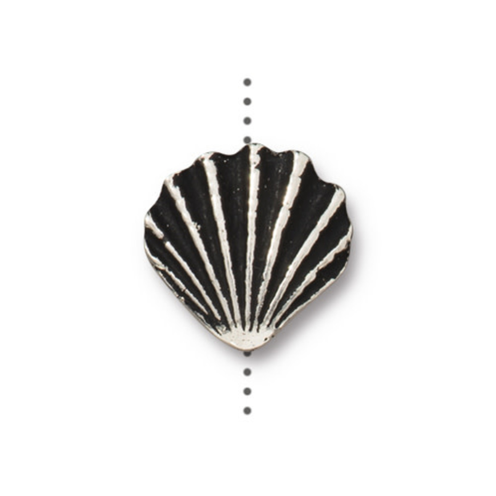TierraCast Shell Large Bead Antique Silver Plated