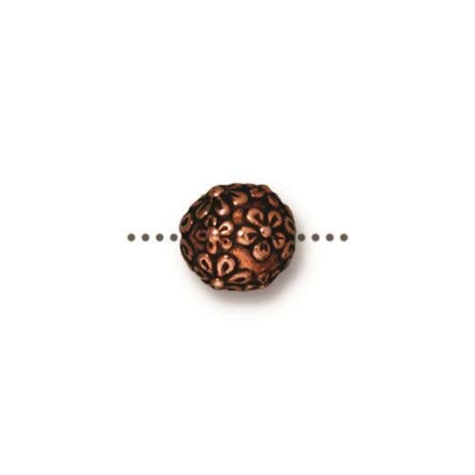 TierraCast Floral Round Bead Antique Copper Plated