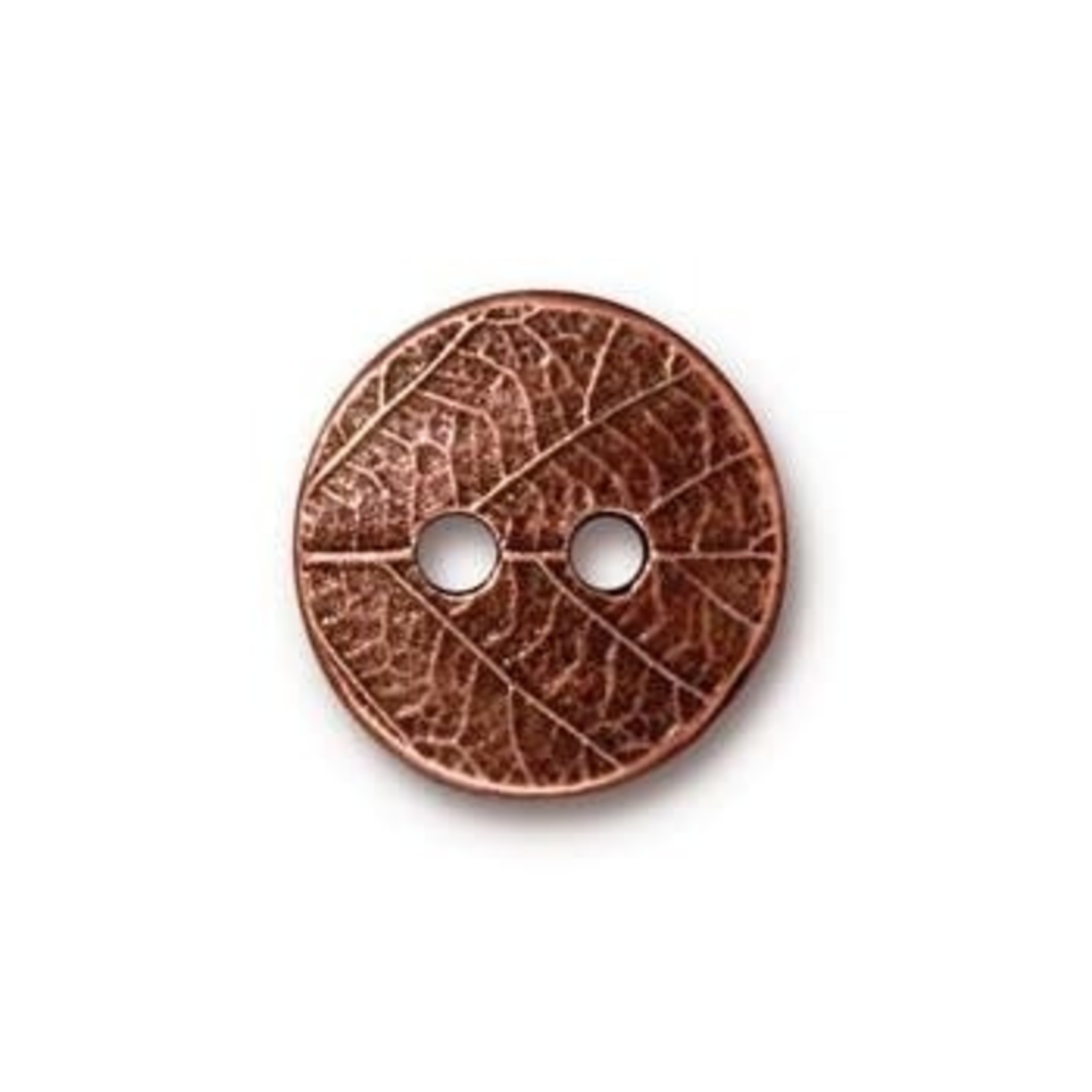 TierraCast Tierracast Antique Copper Plated Round Leaf Button