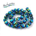 Dichroic Glass 10mm Bead Blue Green Black