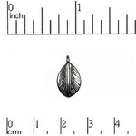 Textured Leaf Charm Nickel-Free Satin Rhodium Plated