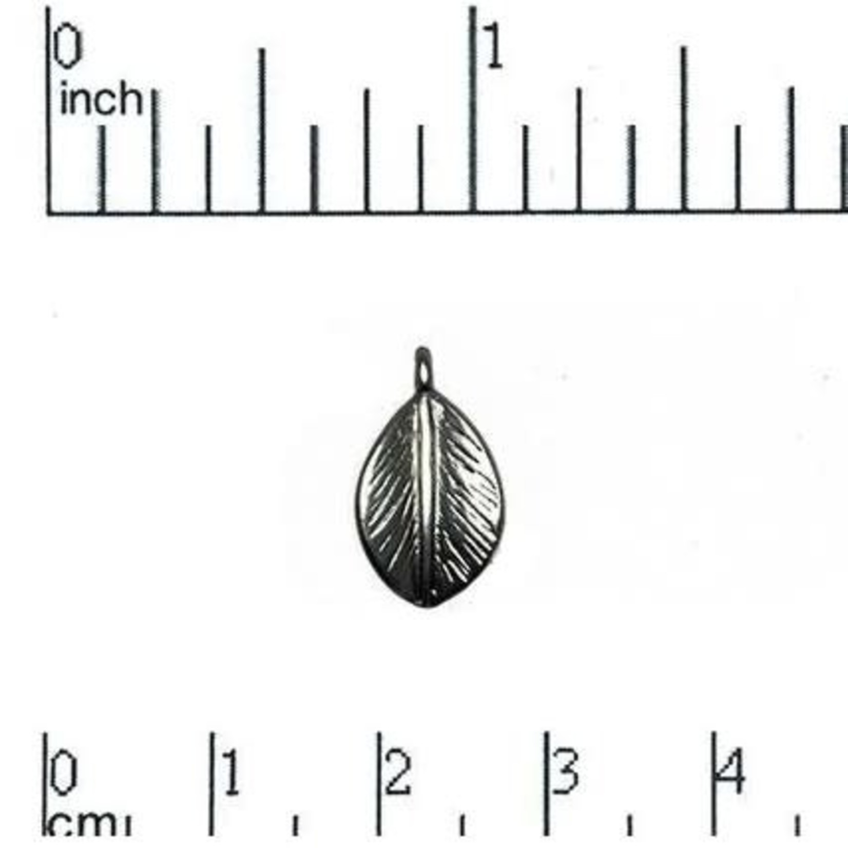 Satin Rhodium Plated Textured Leaf Charm Nickel-Free