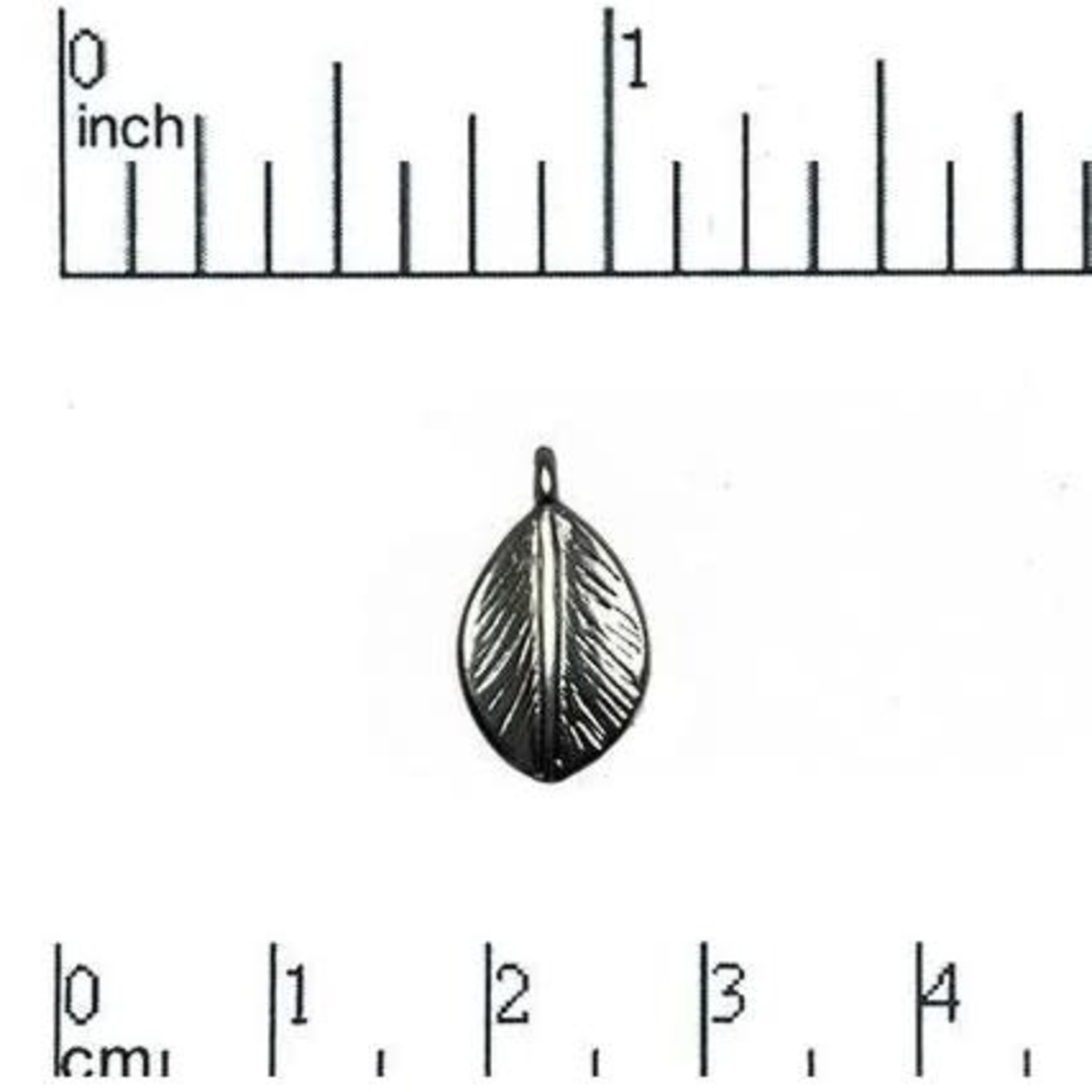 Textured Leaf Charm Nickel-Free Satin Rhodium Plated