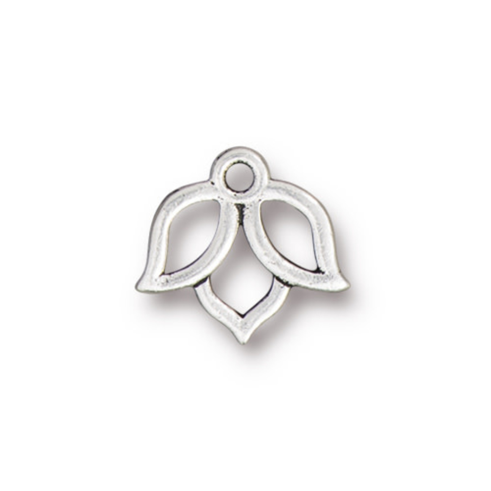TierraCast Open Lotus Charm - Connector Antique Silver Plated