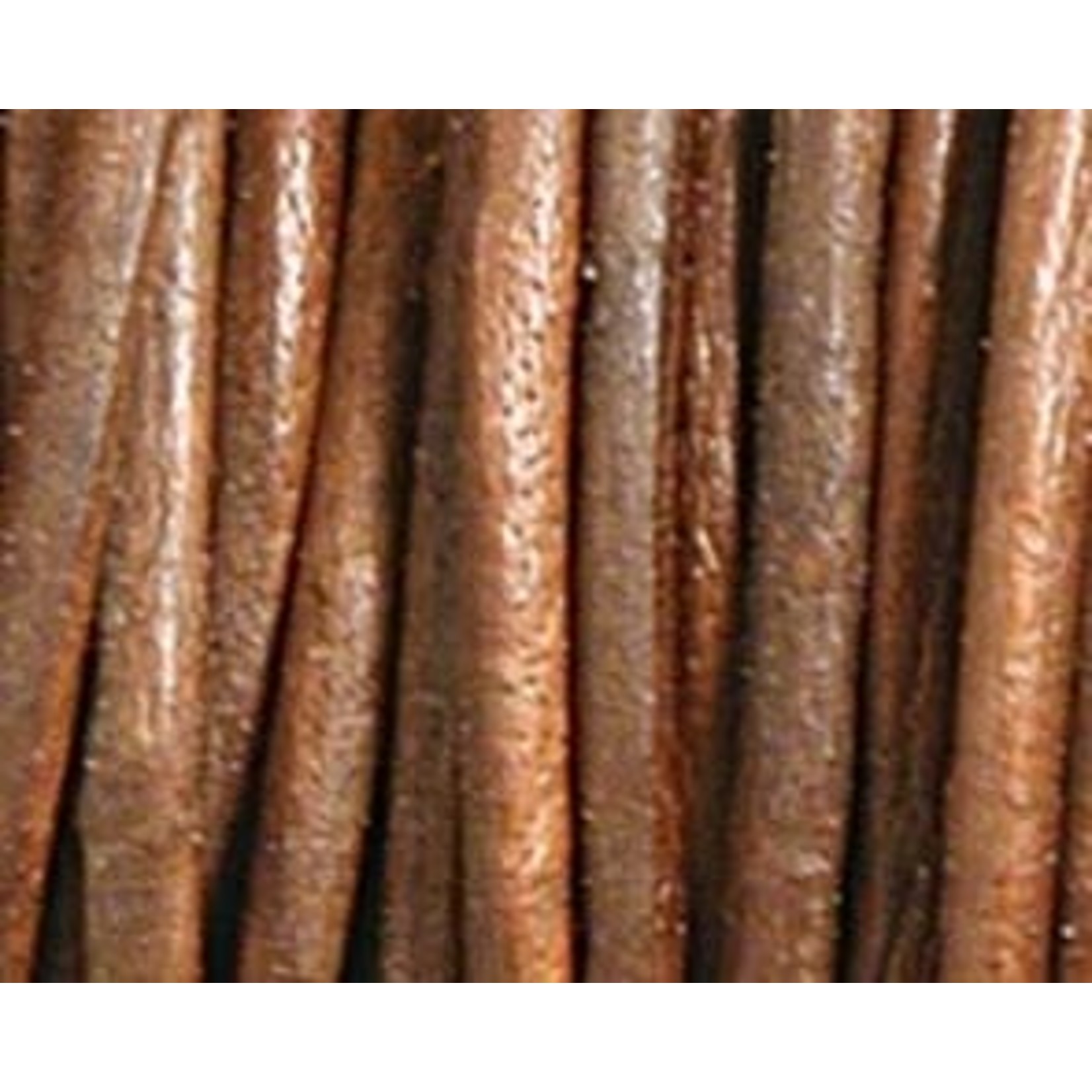 Leather 1.5mm Round Cord Distressed Brown - 1 foot