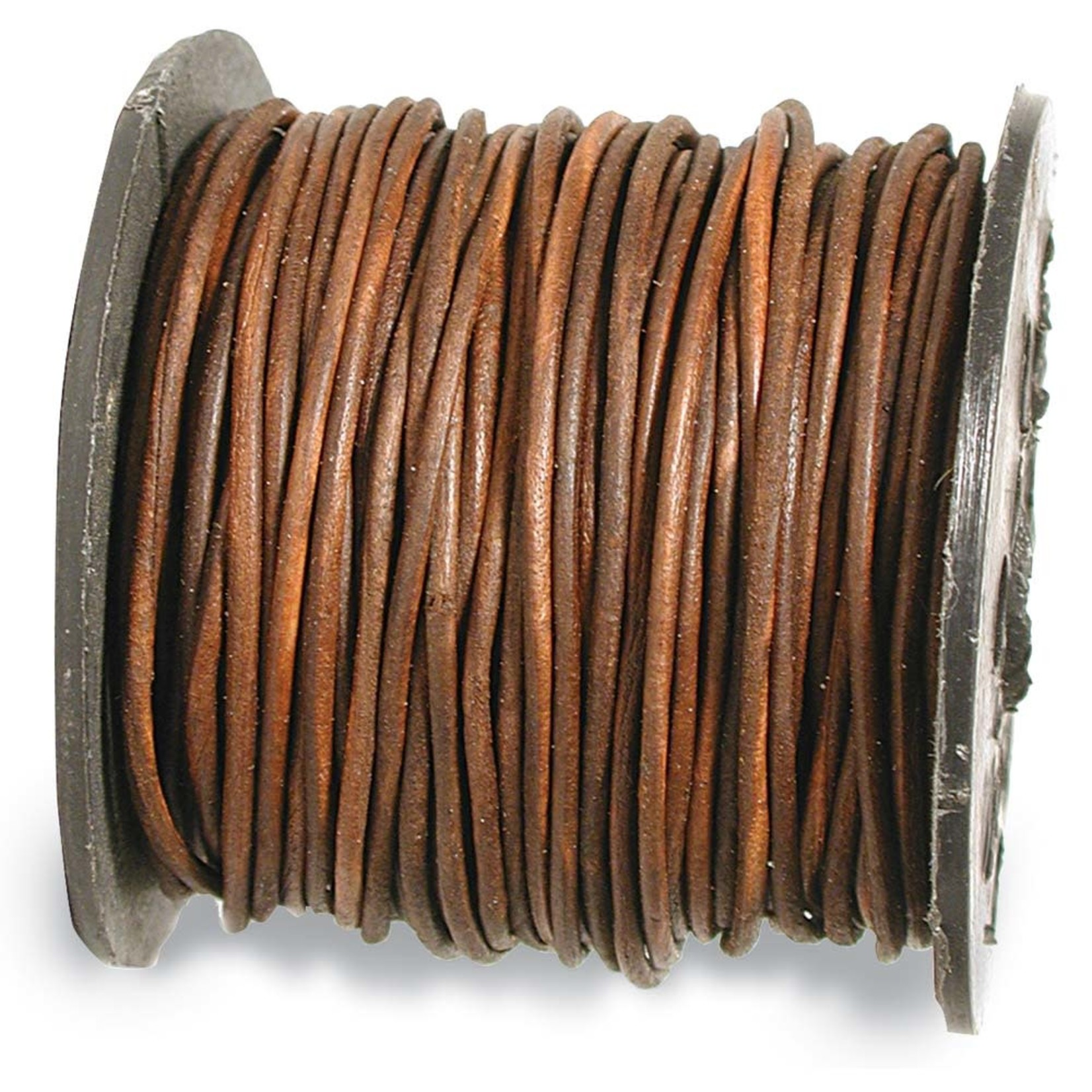 Leather 1mm Round Cord Distressed Brown - 1 foot
